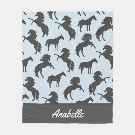 Rustic Gray Horse Silhouettes | Gepersonaliseerd Fleece Deken (Voorkant)