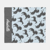 Rustic Gray Horse Silhouettes | Gepersonaliseerd Fleece Deken (Voorkant (Horizontaal))