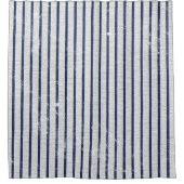Rustic Gray Linen Navy Blue Stripes Pattern Douchegordijn (Voorkant)