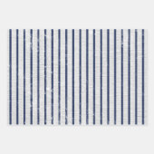 Rustic Gray Linen Navy Blue Stripes Pattern Inpakpapier Vel (Voorkant)