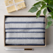 Rustic Gray Linen Navy Blue Stripes Pattern Tissuepapier (Geschenk)