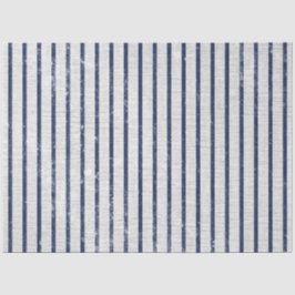 Rustic Gray Linen Navy Blue Stripes Pattern Tissuepapier
