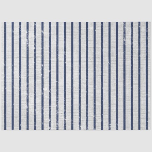 Rustic Gray Linen Navy Blue Stripes Pattern Tissuepapier (Voorkant)