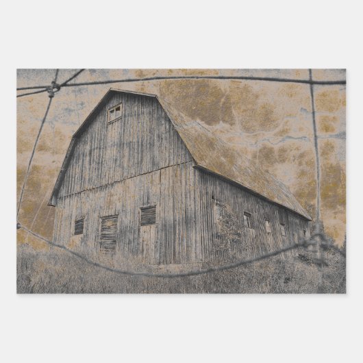 Rustic Gray Sepia Barn  textuur Inpakpapier Vel (Voorkant)