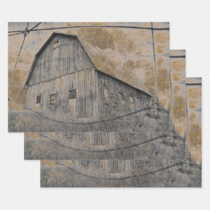 Rustic Gray Sepia Barn  textuur Inpakpapier Vel