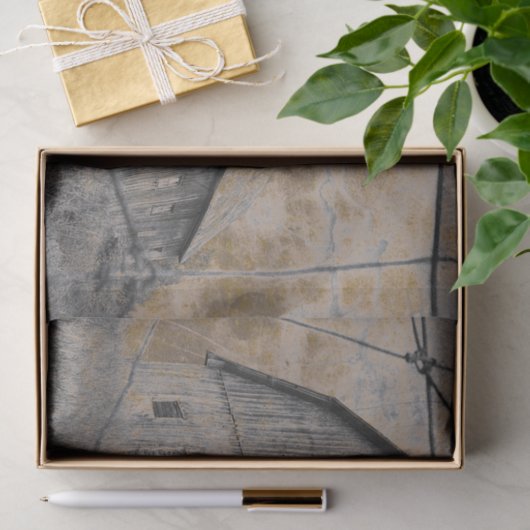 Rustic Gray Sepia Barn  textuur Tissuepapier (Geschenk)