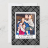 Rustic Gray Tartan Pset Warmest Foto Feestdagenkaart (Voorkant)