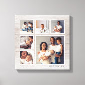 Rustic Gray Weathered Wood 6 Square Photo Collage Canvas Afdruk (Voorkant)