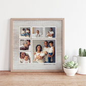 Rustic Gray Weathered Wood 6 Square Photo Collage Poster