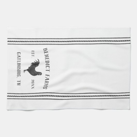 Rustic Gray & White - Aangepaste naam Boerderij & Theedoek (Horizontaal)