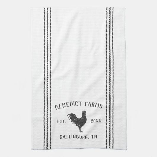 Rustic Gray & White - Aangepaste naam Boerderij & Theedoek (Verticaal)