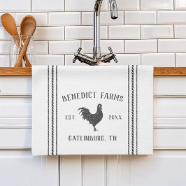 Rustic Gray & White - Aangepaste naam Boerderij &  Theedoek