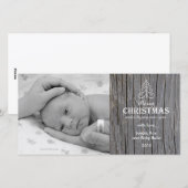 Rustic Gray Wood Christmas Tree Foto Card Feestdagenkaart (Voorkant / Achterkant)