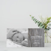 Rustic Gray Wood Christmas Tree Foto Card Feestdagenkaart (Staand voorkant)