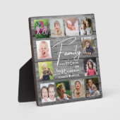 Rustic Gray Wood Family Quote 12 Photo Collage Fotoplaat (Voorkant)