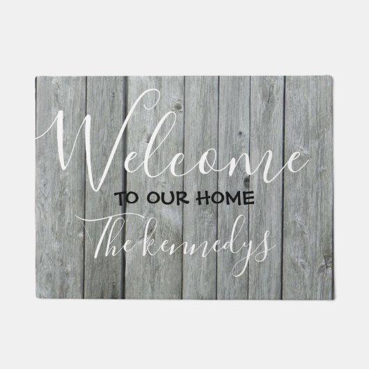 Rustic Gray Wood Farmhouse Welkom Deurmat (Voorkant)