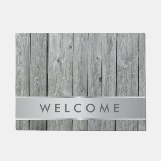 Rustic Gray Wood Farmhouse Welkom Deurmat (Voorkant)