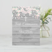 Rustic Gray wood floral first communiqué Kaart (Staand voorkant)