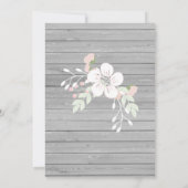 Rustic Gray wood floral first communiqué Kaart (Achterkant)