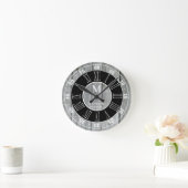 Rustic Gray Wood Monogram Roman Numeral Farmhouse Ronde Klok (Huis)