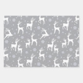 Rustic Gray Woodland Deer & Snowflake Holiday Inpakpapier Vel (Voorkant)