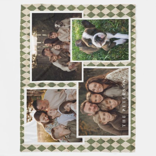 Rustic Green 4 Foto Kerstmis Fleece Deken (Voorkant)