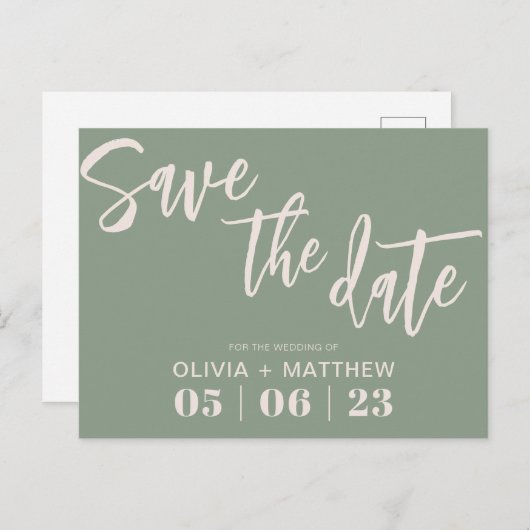 Rustic Green Aankondigingskaart (Voorkant / Achterkant)