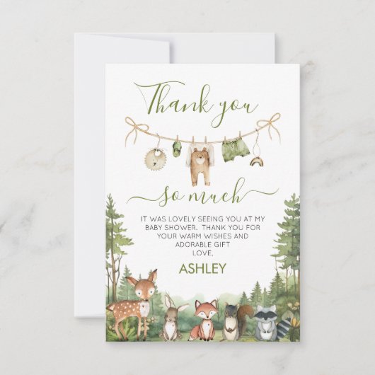 Rustic Green Adventure Awaits Baby Shower  Bedankkaart (Voorkant)