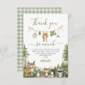 Rustic Green Adventure Awaits Baby Shower  Bedankkaart (Voorkant / Achterkant)