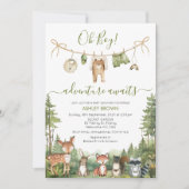 Rustic Green Adventure Awaits Baby Shower  Kaart (Voorkant)