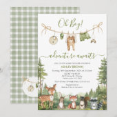 Rustic Green Adventure Awaits Baby Shower  Kaart (Voorkant / Achterkant)