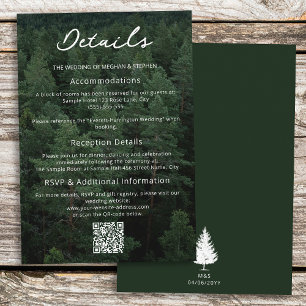 Rustic Green Aerial Forest foto bruiloft details Informatiekaartje