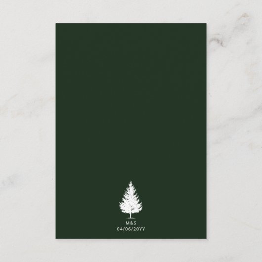 Rustic Green Aerial Forest foto bruiloft details Informatiekaartje (Achterkant)