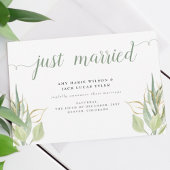 Rustic Green Airy Botanical Wedding Announding Briefkaart