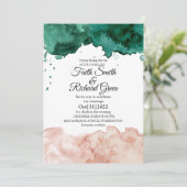 Rustic Green and Pink Fall Wedding Invitations Kaart (Staand voorkant)