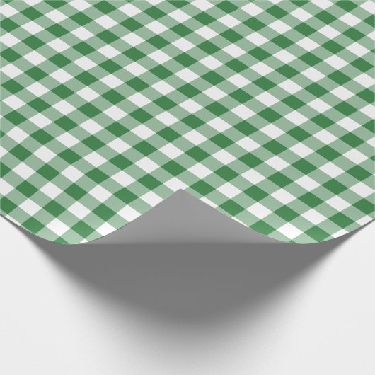 Rustic Green and White Gingham Pattern Cadeaupapier (Hoek)