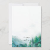 Rustic Green and White Watercolor Mountain Wedding Kaart (Achterkant)