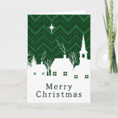 Rustic Green Argyle Breiwerk Kerstmis Dorp Kaart (Voorkant)