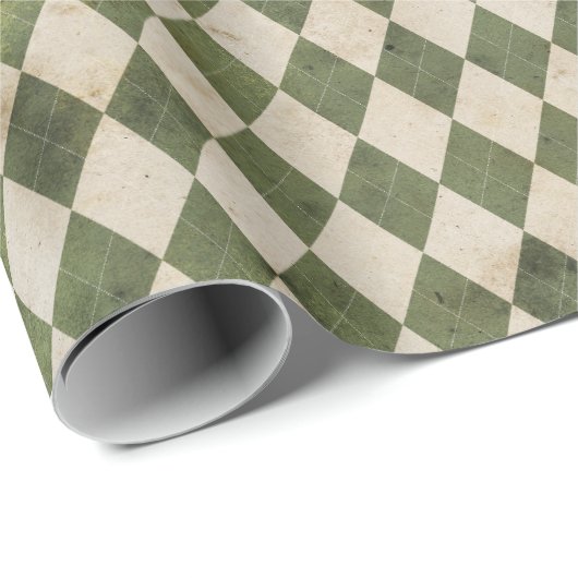 Rustic Green Argyle-patroon Cadeaupapier (Rol Hoek)