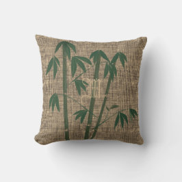 Rustic Green Bamboo Plant Canvas Pillow Kussen