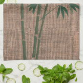 Rustic Green Bamboo Plant Canvas Textuur Theedoek (Gevouwen)