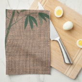 Rustic Green Bamboo Plant Canvas Textuur Theedoek (Quarter Fold)