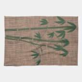 Rustic Green Bamboo Plant Canvas Textuur Theedoek (Horizontaal)