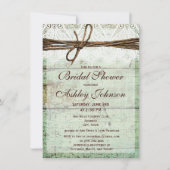 Rustic Green Barn Wood Bridal Shower Invitations Kaart (Voorkant)