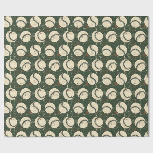 Rustic Green Baseball Cadeaupapier (Vlak)