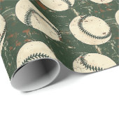 Rustic Green Baseball Cadeaupapier (Rol Hoek)