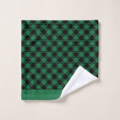 Rustic Green Black Buffalo Check Monogram Bad Handdoek (Wasdoekje)
