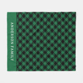 Rustic Green Black Buffalo Check Monogram Fleece Deken (Voorkant (Horizontaal))