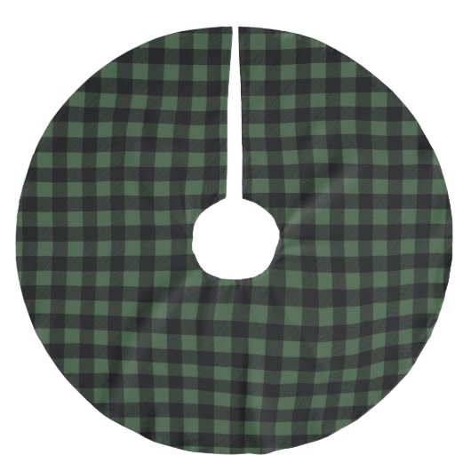 Rustic Green & Black Buffalo Plaid Kerstboom Rok (Voorkant)
