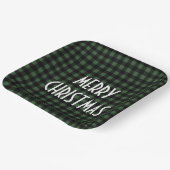 Rustic Green & Black Buffalo Plaid Vrolijk Kerstfe Papieren Bordje (Gebogen)